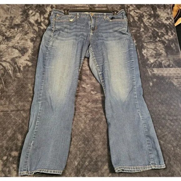 Levis Curvy Bootcut Jeans Womens 16 Dark Blue Denim Mid Rise Stretch Boot - Picture 1 of 2